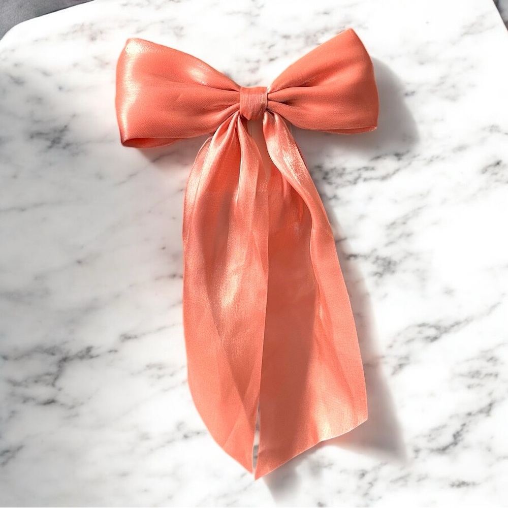 Coral Pink Bow Barrette